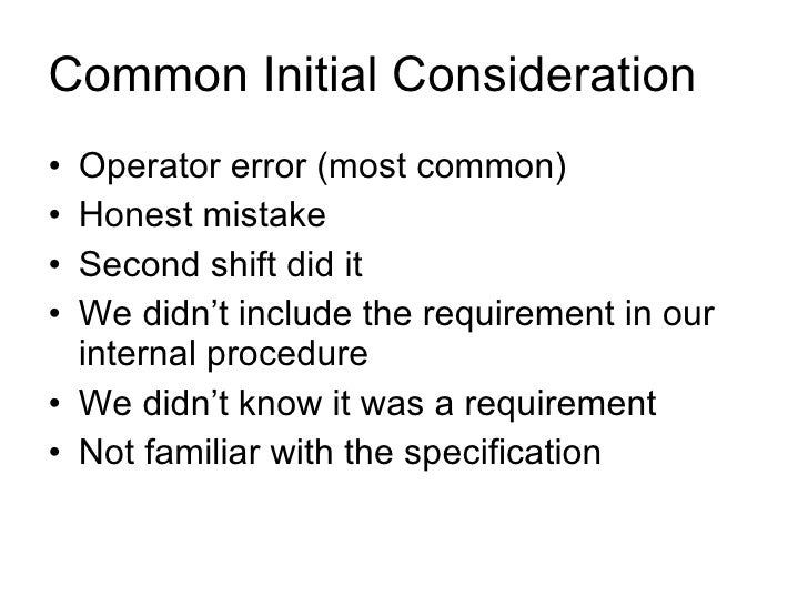 Root Cause Corrective Action