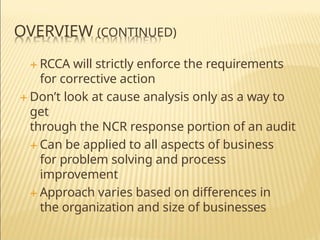 Comprehensive Root Cause Corrective Action (RCCA) Process and NCR ...