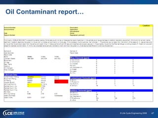 47© Life Cycle Engineering 2008
Oil Contaminant report…
 