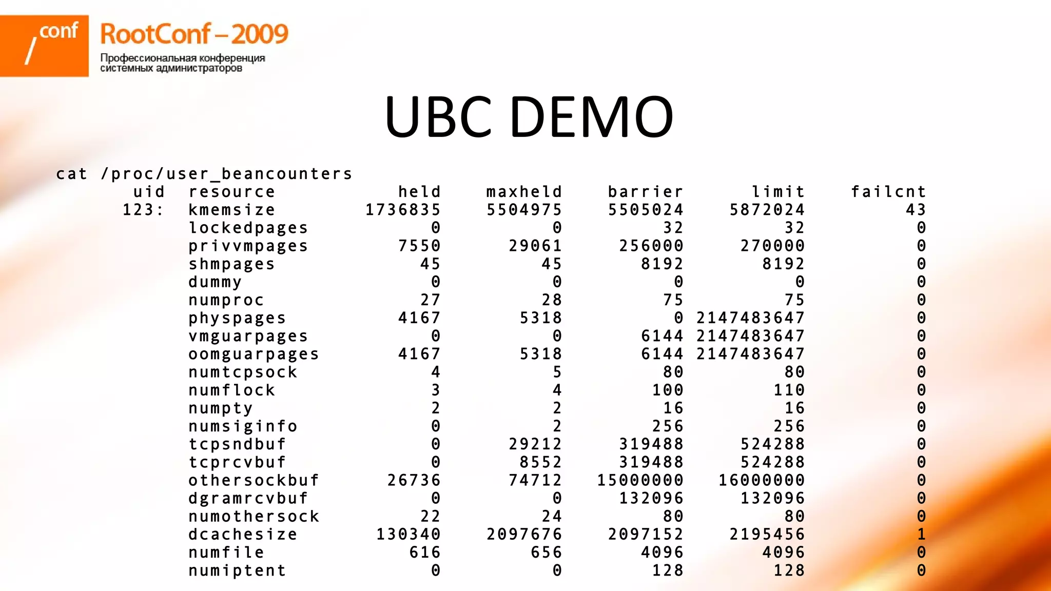 колышкин Rootconf 2009 Openvz