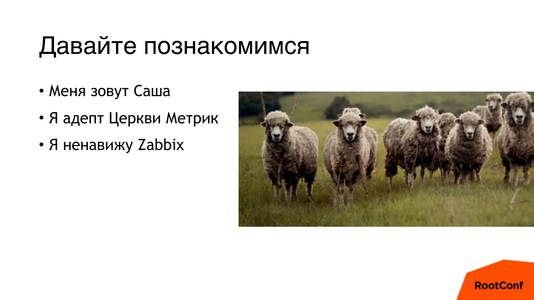 Давайте познакомимся
• Меня зовут Саша
• Я адепт Церкви Метрик
• Я ненавижу Zabbix
 