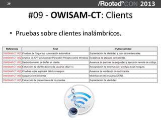 29



       #09 - OWISAM-CT: Clients
 • Pruebas sobre clientes inalámbricos.
 