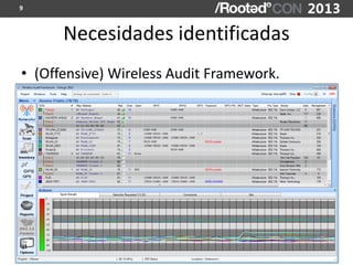9



      Necesidades identificadas
• (Offensive) Wireless Audit Framework.
 