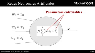 Redes Neuronales Artificiales
Rooted CON 2020, Madrid, 5-7 Marzo 12/66
y
Parámetros entrenables
 