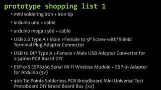 prototype shopping list 4
• Screw Kit Screw Driver
• Micro SD / TF Card Breakout to DIP Board Module (3.3v)
• Micro SD Mod...