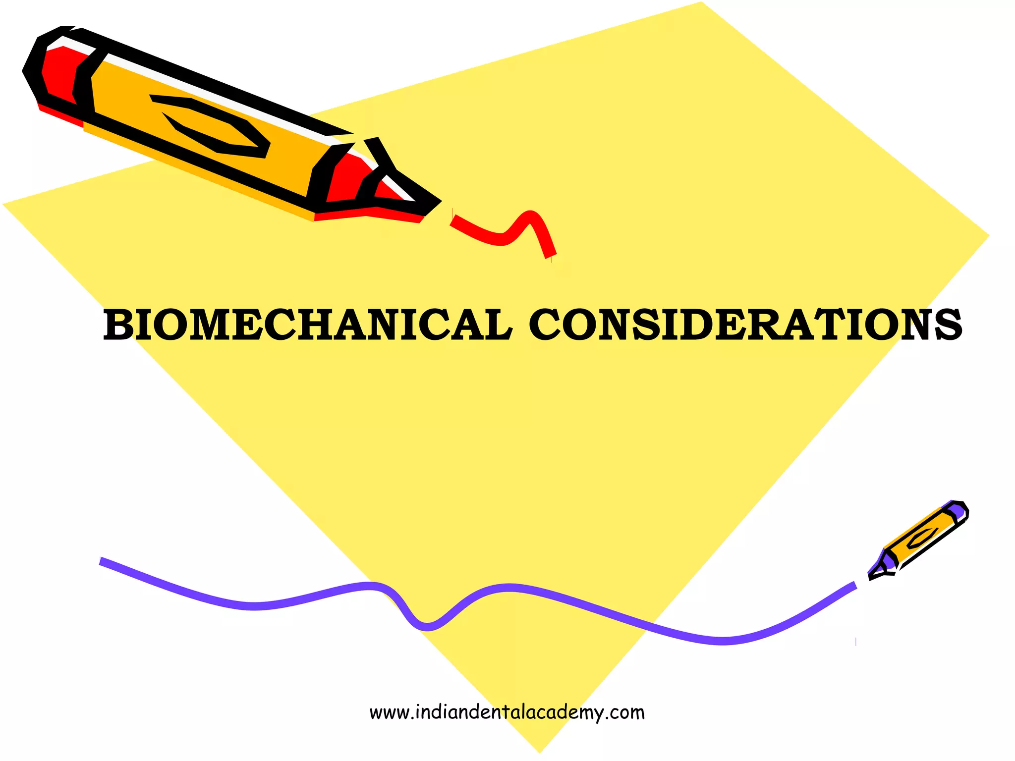 BIOMECHANICAL CONSIDERATIONS
www.indiandentalacademy.com
 
