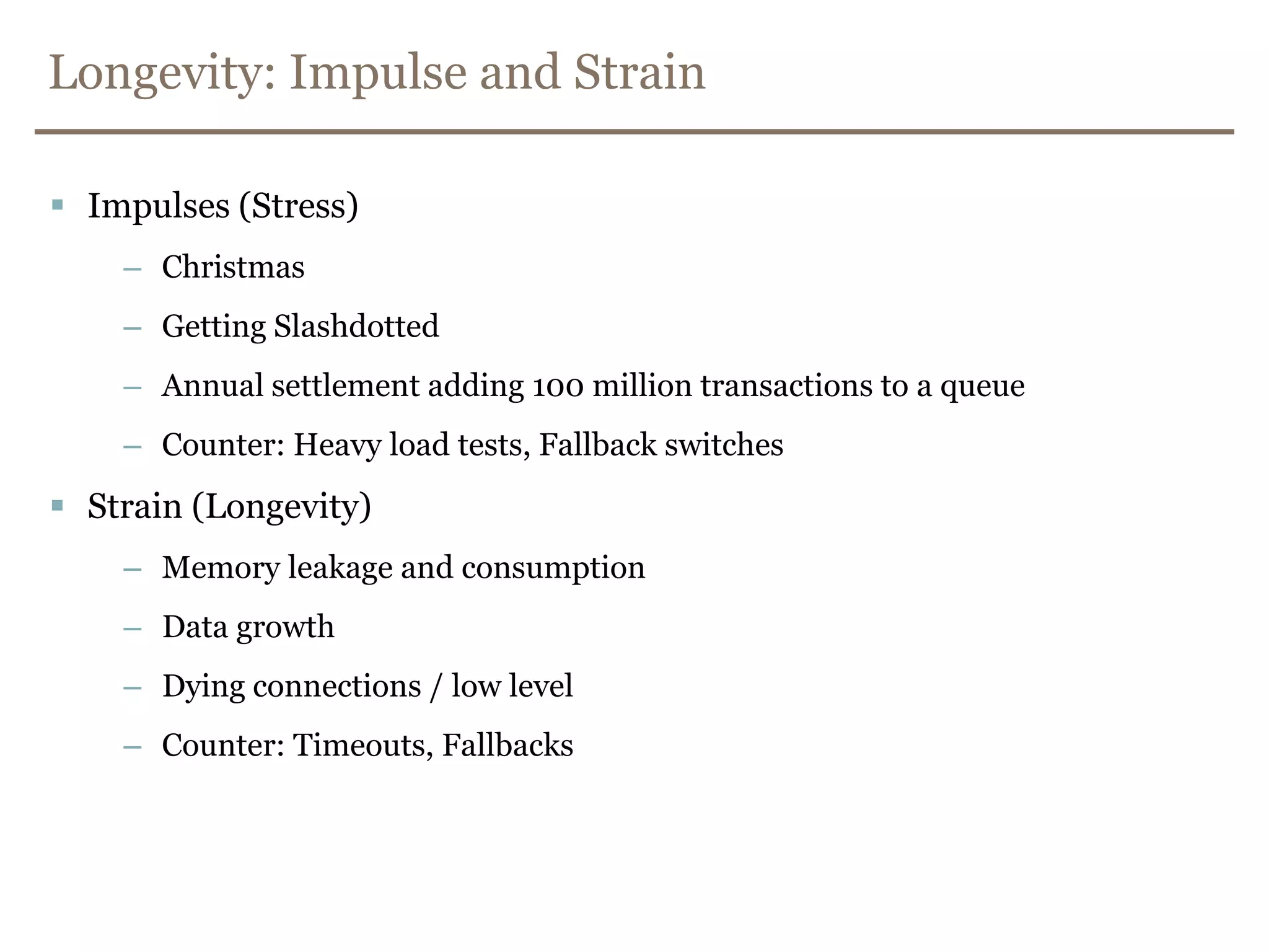 Understand Application/ Failure modesTraditional (UNIX) application Life cyclesstart, stop, status, reload Use pidfiles, locksApplication-critical life cyclesgraceful-stop/drain, set-read-onlySupport inspection of application state (status)health-check, session-status, build version, active feature toggles, configurationSupport quick inspection of failed applicationsthread-dump (kill -3), backup-db, log-backup