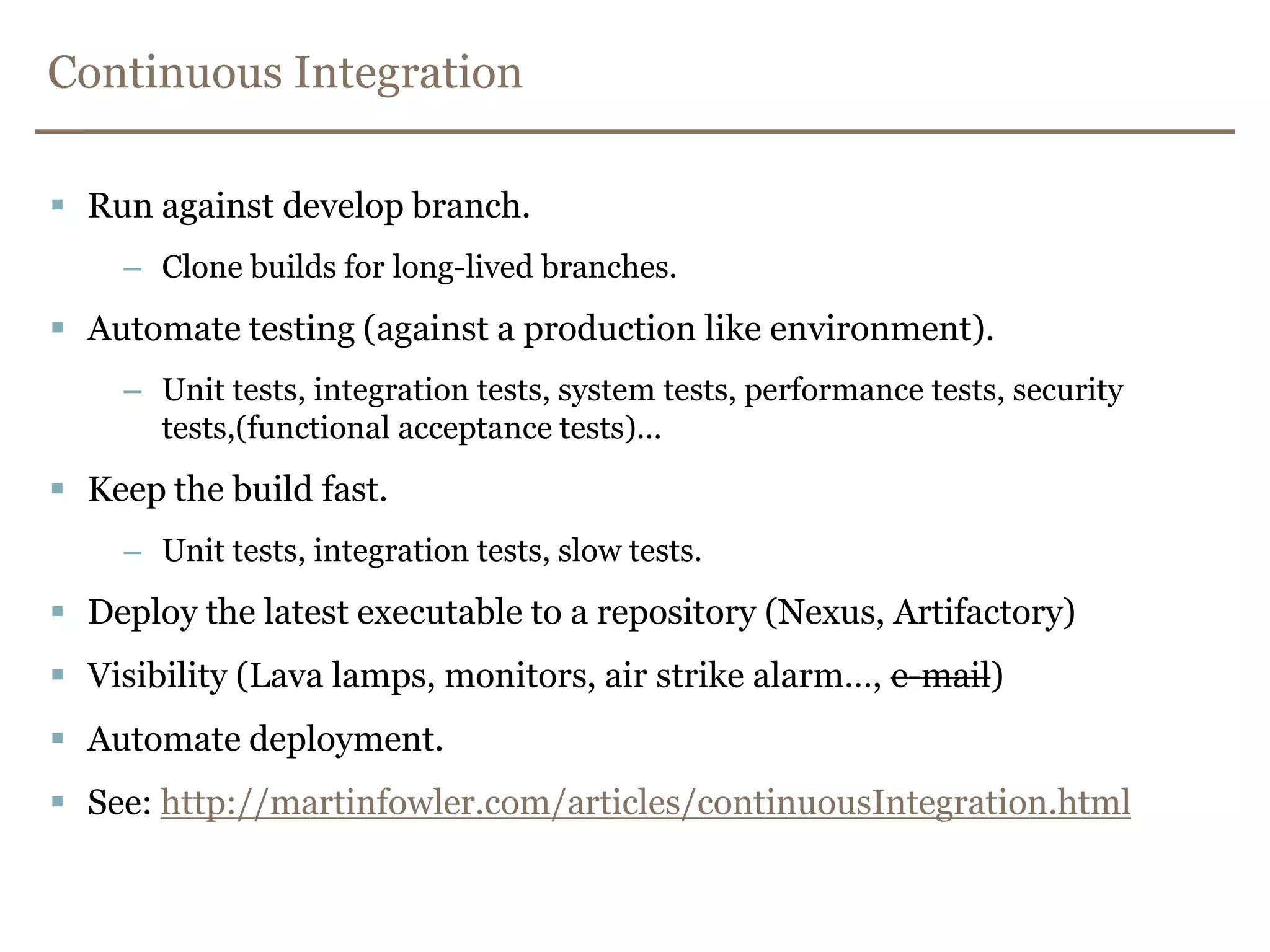 Understand (and automate) Application Life CyclesUnderstand logging concernsOperation/application status events (errors) - AUTOMATEBusiness events/Audit events (warn)Debugging events (info, debug, …)Keep configuration minimalSeparate environment and application configuration*Keep environment configuration to an absolute minimumKnow your hardware limitationsIf one of four balanced nodes die, and the nodes are 50% utilized. The load on a single node will be significant (66% utilized). If another dies the system is on the edge.
