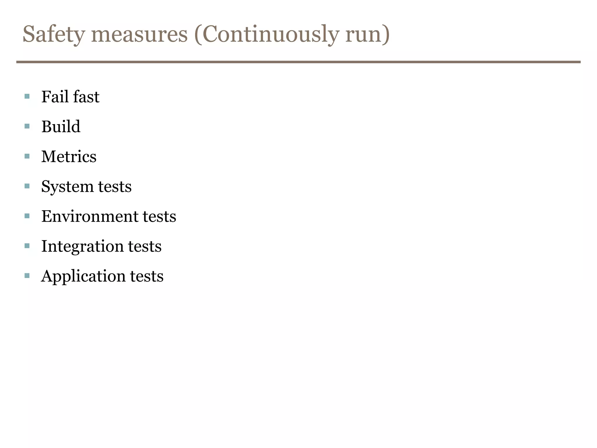 Longevity: Impulse and StrainImpulses (Stress)ChristmasGetting SlashdottedAnnual settlement adding 100 million transactions to a queueCounter: Heavy load tests, Fallback switchesStrain (Longevity)Memory leakage and consumptionData growthDying connections / low levelCounter: Timeouts, Fallbacks
