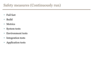 Longevity: Impulse and StrainImpulses (Stress)ChristmasGetting SlashdottedAnnual settlement adding 100 million transactions to a queueCounter: Heavy load tests, Fallback switchesStrain (Longevity)Memory leakage and consumptionData growthDying connections / low levelCounter: Timeouts, Fallbacks