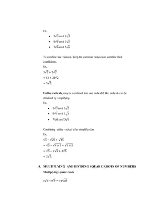 ROOTS AND RADICALS - ELEMENTARY ALGEBRA | PDF