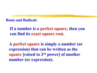 Roots and Radicals PowerPoint For grade 8 and 9.ppt