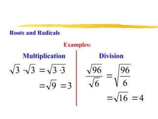 Roots and Radicals PowerPoint For grade 8 and 9.ppt
