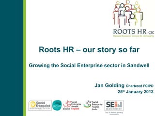 Roots HR – our story so far Growing the Social Enterprise sector in Sandwell Jan Golding  Chartered FCIPD 25 th  January 2012 