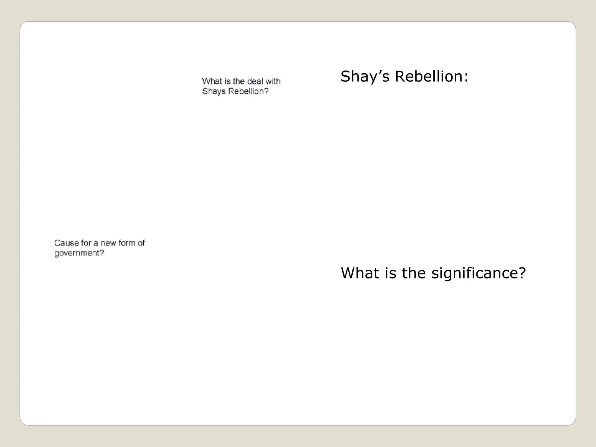 Shay’s Rebellion:
What is the significance?
 