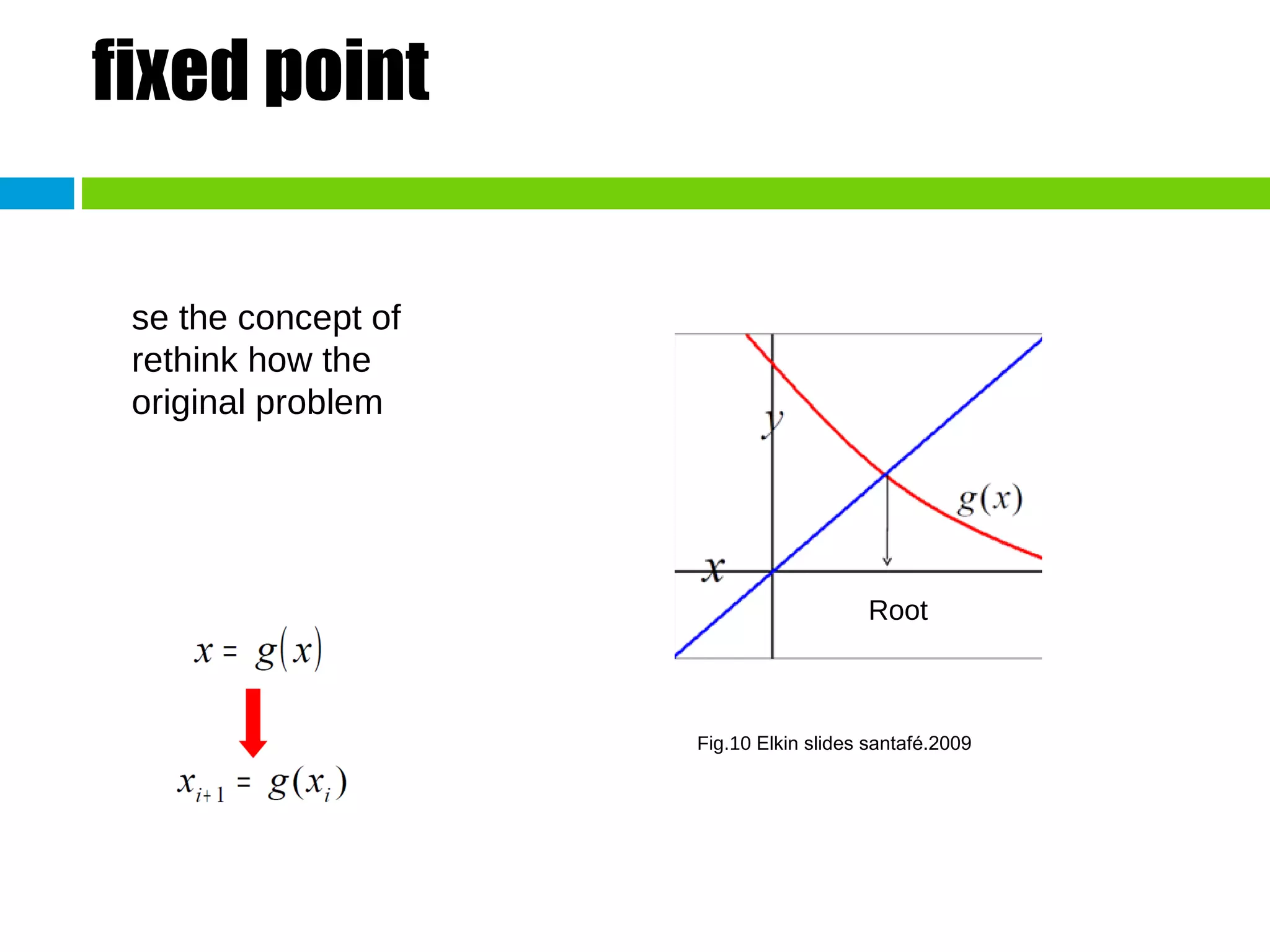 fixed point se the concept of rethink how the original problem Root Fig.10  Elkin slides santafé.2009 