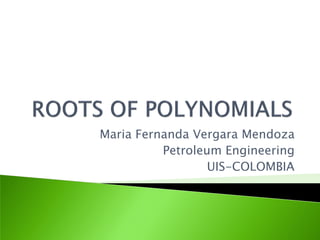 Maria Fernanda Vergara Mendoza
          Petroleum Engineering
                  UIS-COLOMBIA
 