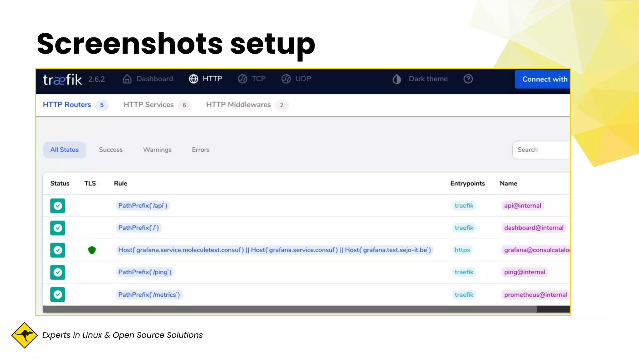 Experts in Linux & Open Source Solutions
Screenshots setup
 