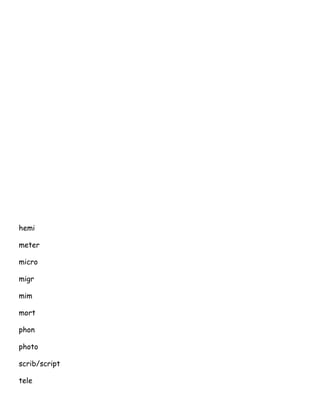 Root word list with meanings