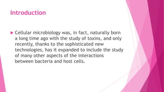 Introduction


Cellular microbiology was, in fact, naturally born
a long time ago with the study of toxins, and only
recently, thanks to the sophisticated new
technologies, has it expanded to include the study
of many other aspects of the interactions
between bacteria and host cells.

 