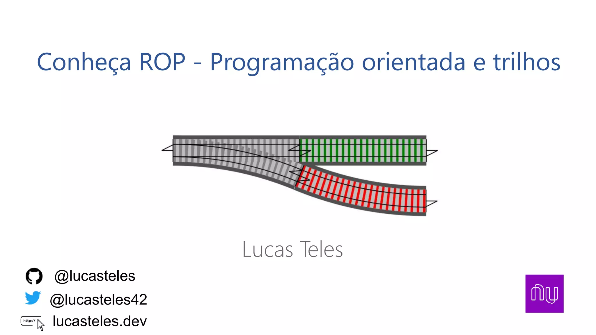 Conheça ROP - Programação orientada e trilhos
Lucas Teles
@lucasteles42
@lucasteles
lucasteles.dev
 