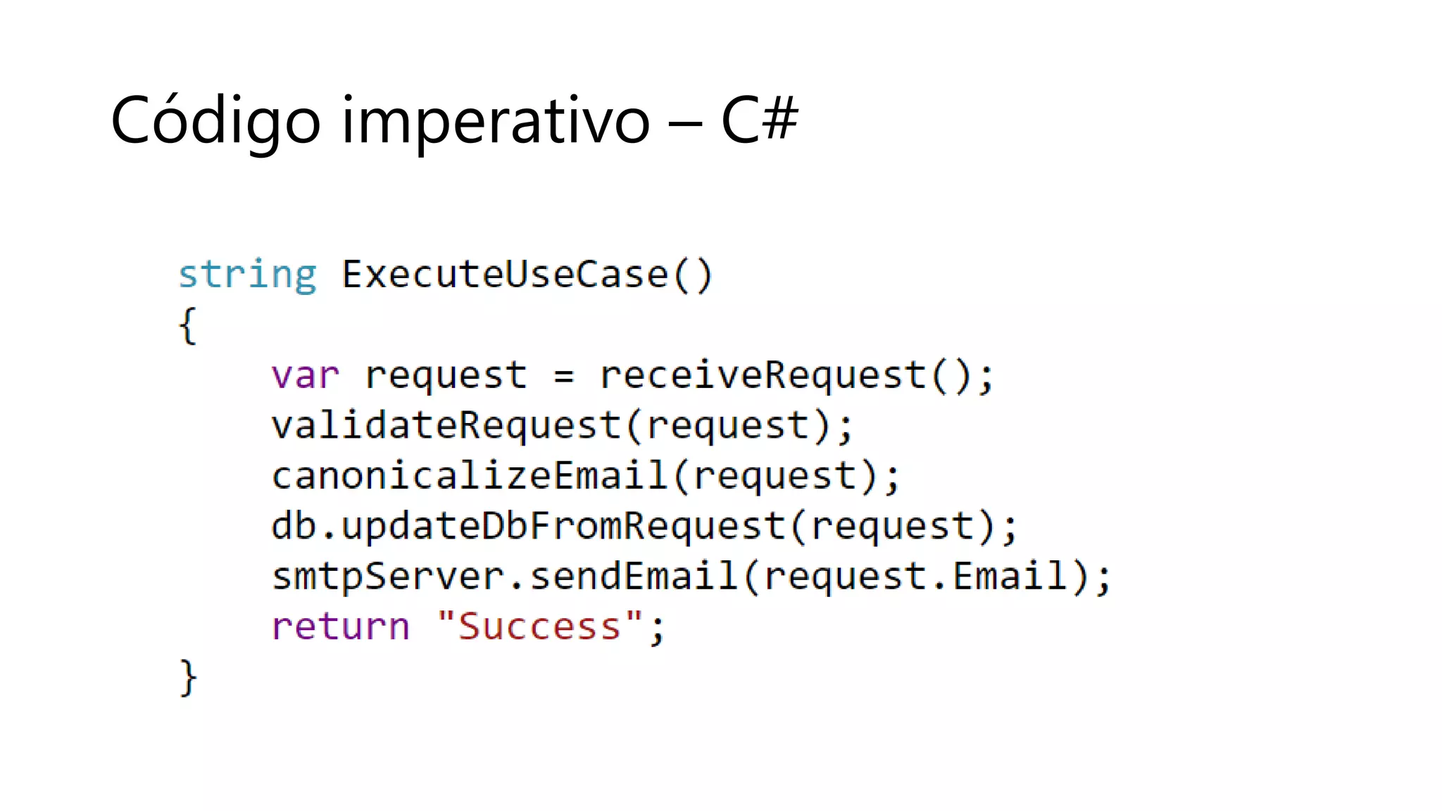 Código imperativo – C#
 
