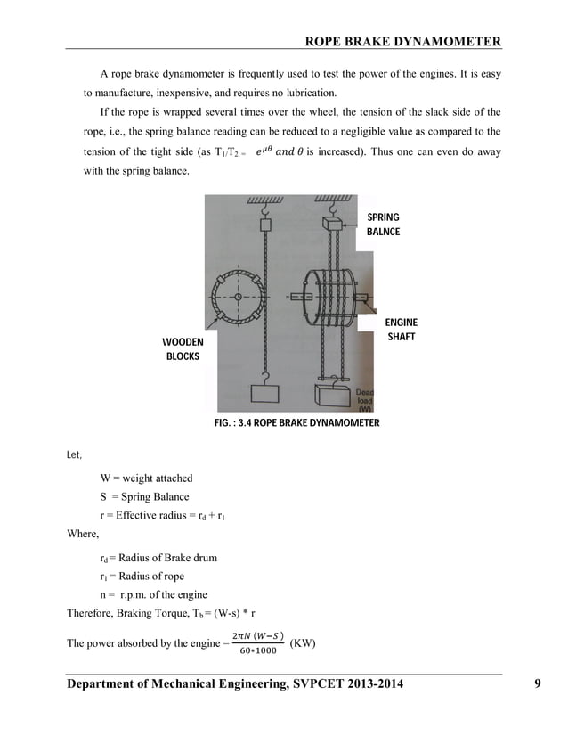 Rope brake dynamometer
