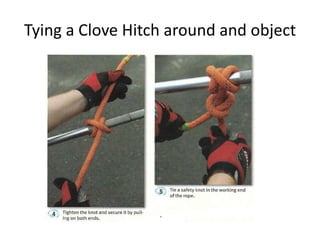 Tying a Clove Hitch around and object
 