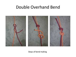 Double Overhand Bend
Steps of bend making
 