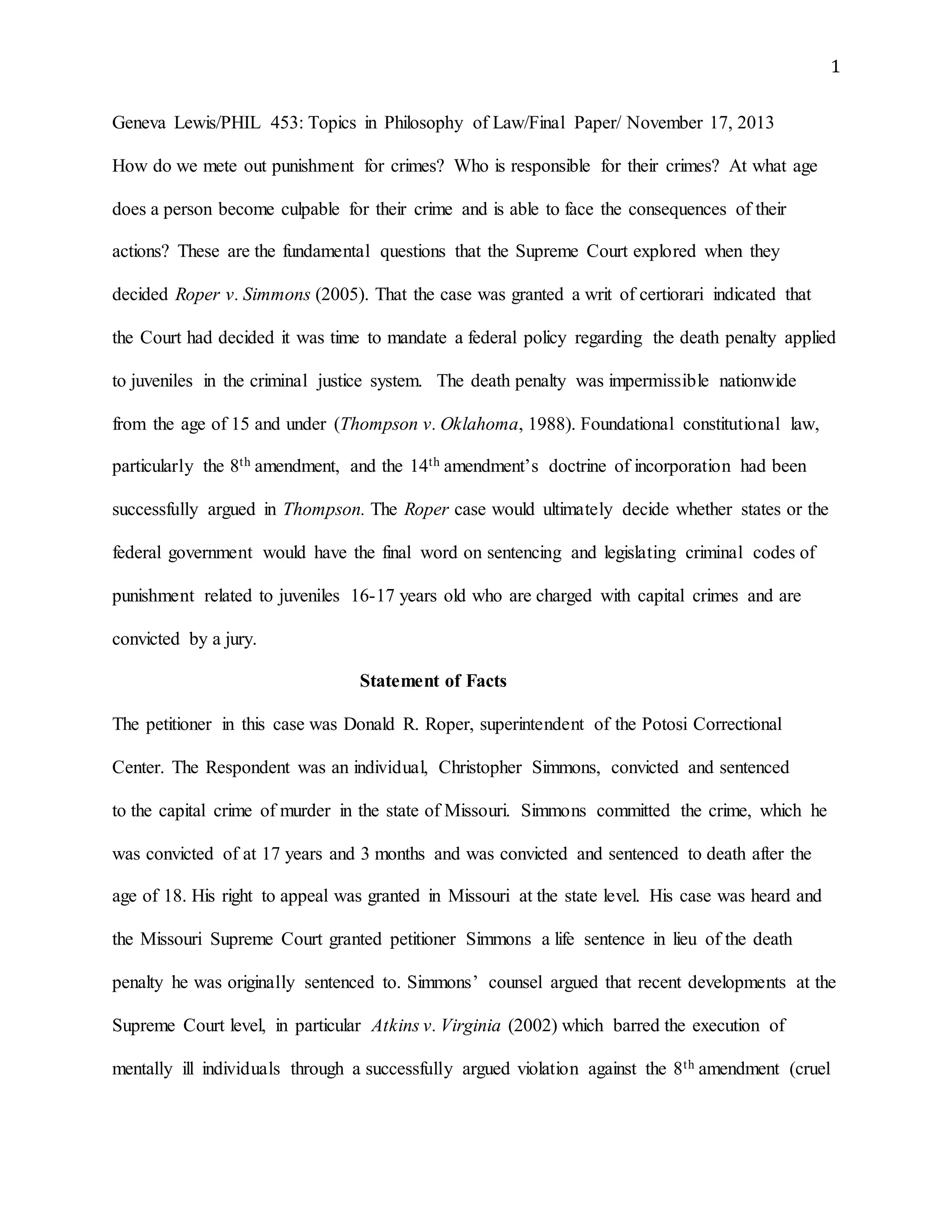 Roper v. Simmons Evaluation PDF