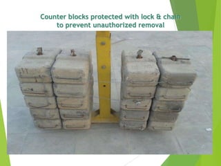 Counter blocks protected with lock & chain
to prevent unauthorized removal
 