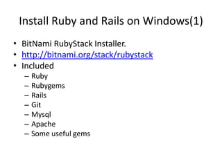 Ruby on Rails Tutorial Part I