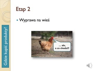 Etap 2
                           Wyprawa na wieś
Gdzie kupić produkty?




                                                 … ale,
                                              o co chodzi?!
 