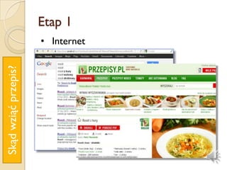 Skąd wziąć przepis?
                                   Etap 1
                      • Internet
 