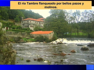 El río Tambre flanqueado por bellos pazos y molinos. 