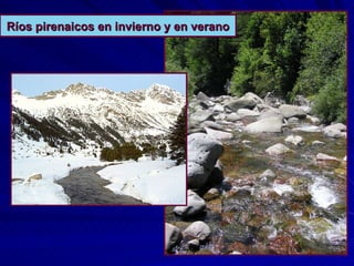 Ríos pirenaicos en invierno y en verano 