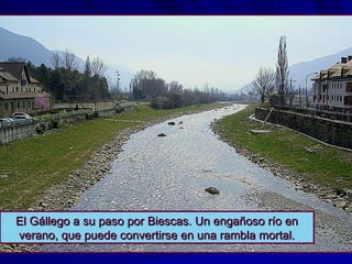El Gállego a su paso por Biescas. Un engañoso río en verano, que puede convertirse en una rambla mortal. 