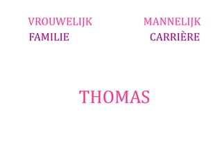 VROUWELIJK   MANNELIJK
FAMILIE       CARRIÈRE




       THOMAS
 