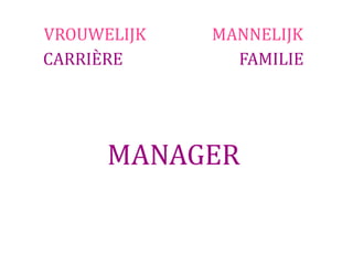 VROUWELIJK   MANNELIJK
CARRIÈRE       FAMILIE




      MANAGER
 
