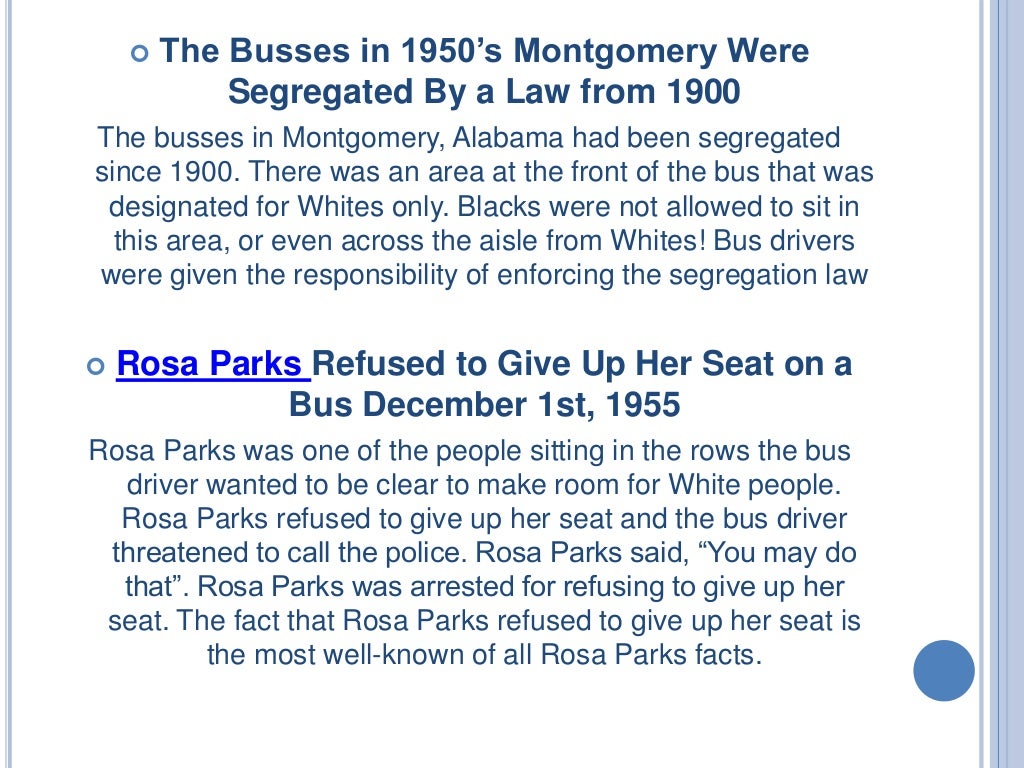 Rosa parks facts