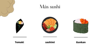 Más sushi
Temaki Gunkan
sashimi
 