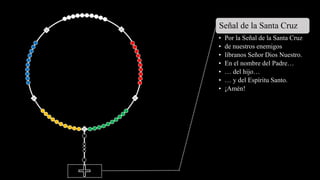 Señal de la Santa Cruz
• Por la Señal de la Santa Cruz
• de nuestros enemigos
• líbranos Señor Dios Nuestro.
• En el nombre del Padre…
• … del hijo…
• … y del Espíritu Santo.
• ¡Amén!
 