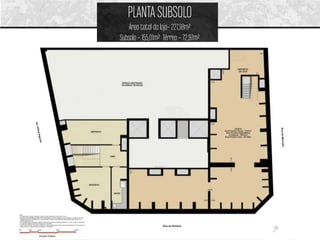 PLANTA SUBSOLO
    Área total da loja– 227,98m²
Subsolo – 155,01m² Térreo – 72,97m²
 