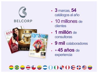  3 marcas, 54 
catálogos al año 
 10 millones de 
clientes 
 1 millón de 
consultoras 
 9 mil colaboradores 
 + 45 años de 
experiencia 
 