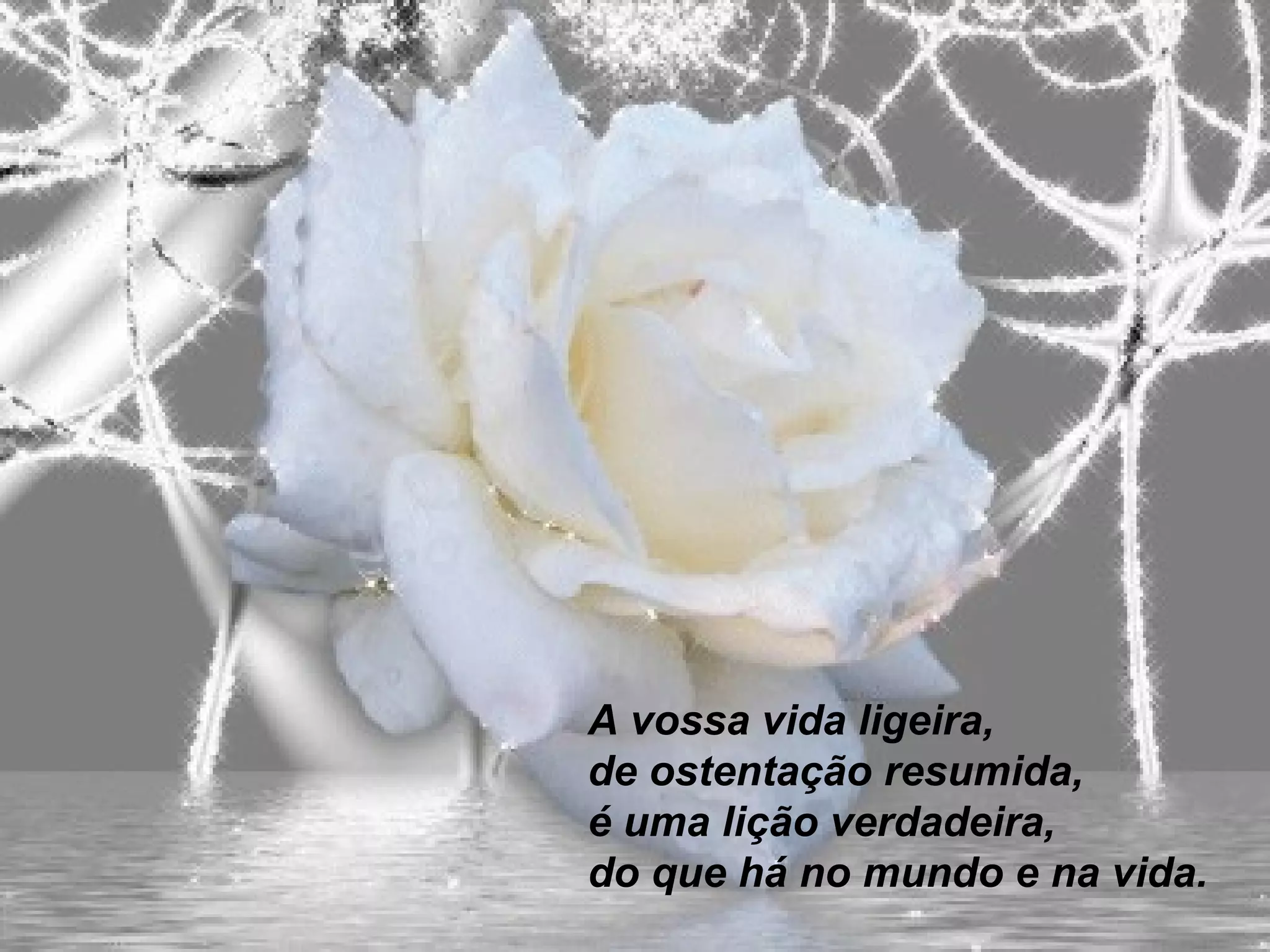 A vossa vida ligeira,
de ostentação resumida,
é uma lição verdadeira,
do que há no mundo e na vida.