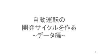 自動運転の
開発サイクルを作る
~データ編~
5
 