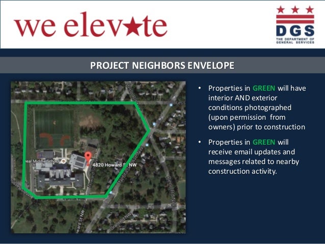 PROJECT NEIGHBORS ENVELOPE
VIEW FROM WEST
• Properties in GREEN will have
interior AND exterior
conditions photographed
(u...