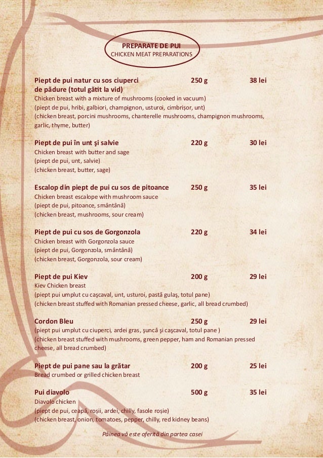 Rosecas Oradea Restaurant si Terasa Oradea Meniu 2020