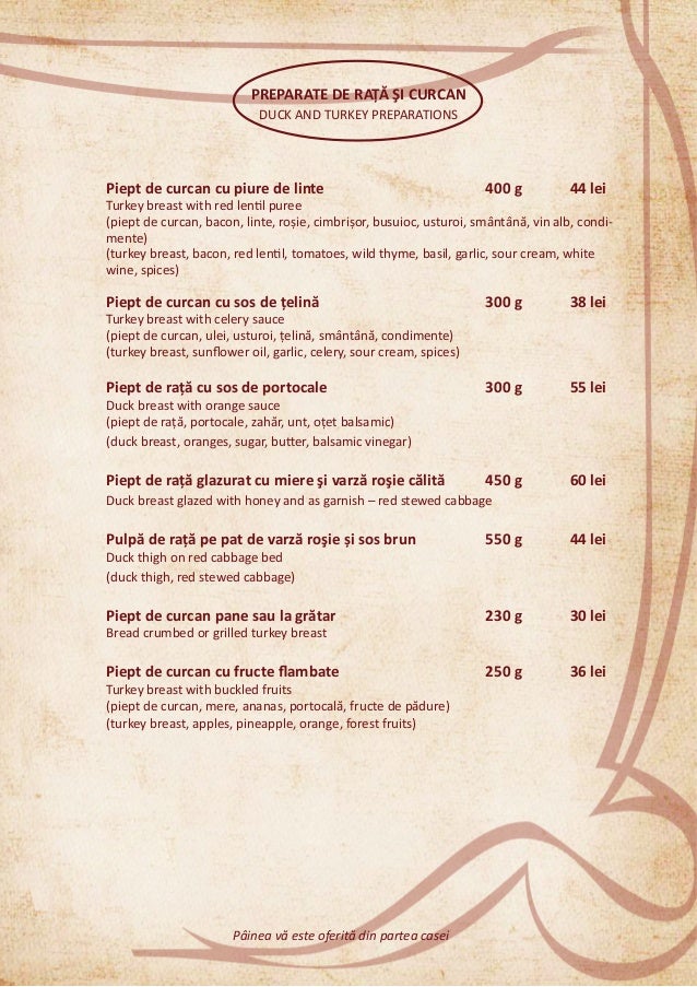 Rosecas Oradea Restaurant si Terasa Oradea Meniu 2020